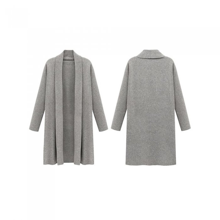 Knit Casual Solid Color Long Coat