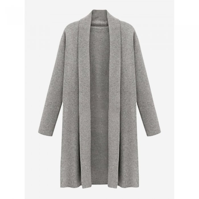 Knit Casual Solid Color Long Coat